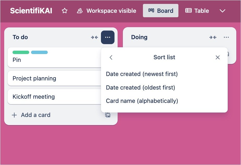 How to Pin a Card to The Top of List in Trello 2